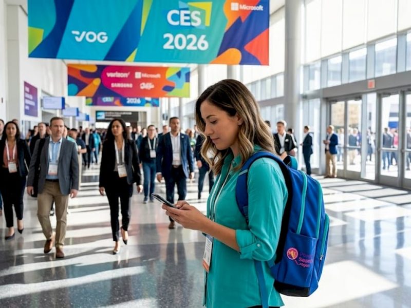 Tech attendee entering Las Vegas CES conference