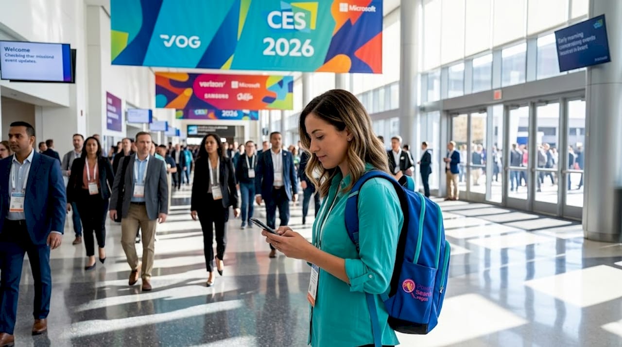 Tech attendee entering Las Vegas CES conference