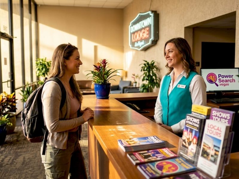 Downtown Las Vegas hotel lobby check-in