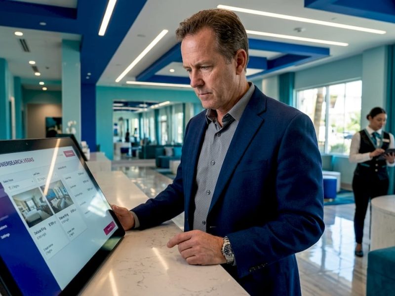 Guest checking Vegas hotel room rates
