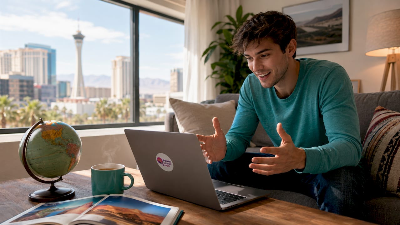 Man comparing Vegas hotel prices early